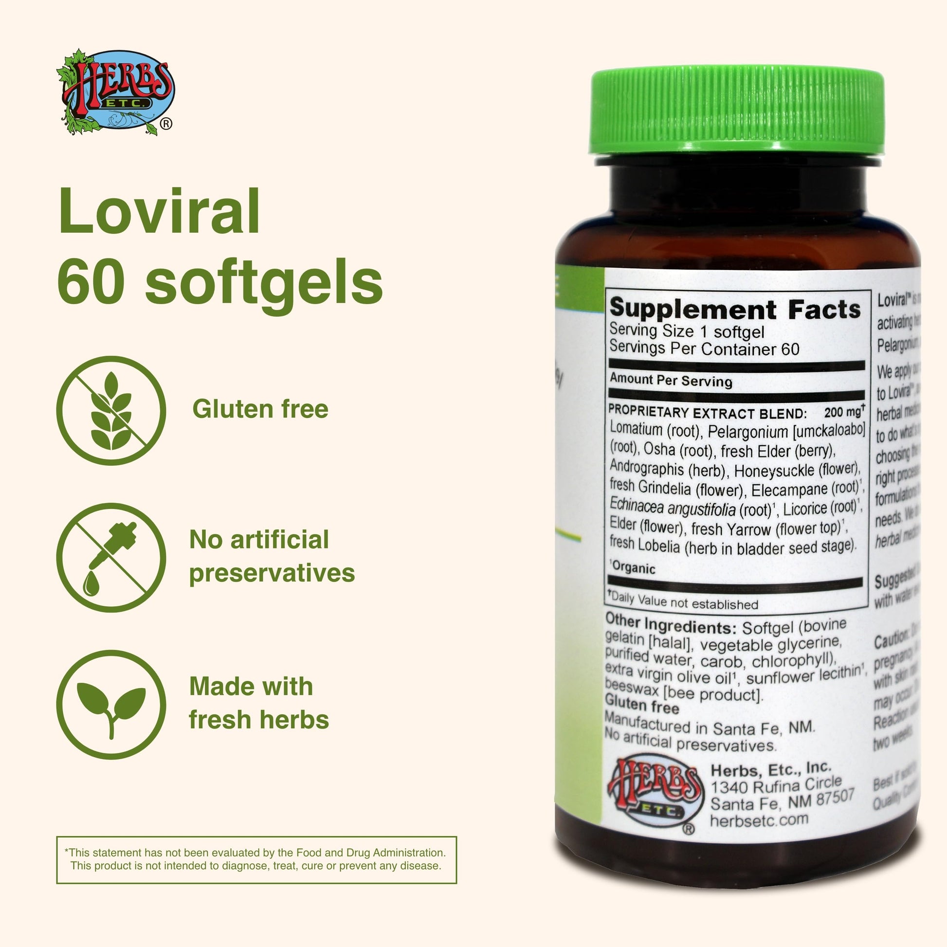 Herbs Etc. Loviral - Lung Health Supplement for Respiratory Defense & Support - Herbal Supplement with Lomatium, Pelargonium & OSHA - Gluten-Free - 60 Softgels (60 Servings) Herbs Etc.Buy Supplements Australia