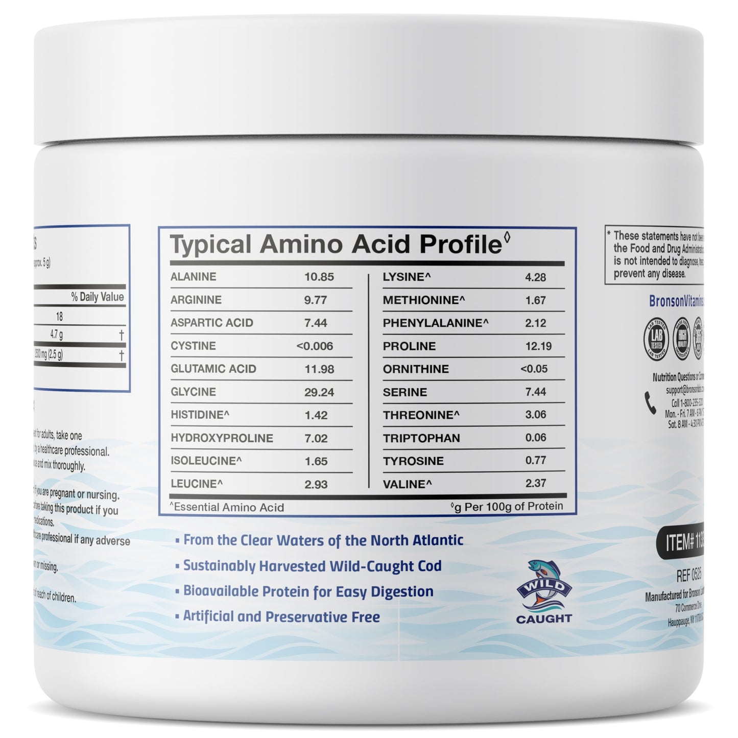 Bronson Marine Collagen Peptides Hydrolyzed Protein Powder 100% Wild Caught Nordic Cod Verified Sustainable Source for Joints Skin Hair Nails & Bones 150g (5.29oz) BronsonBuy Supplements Australia