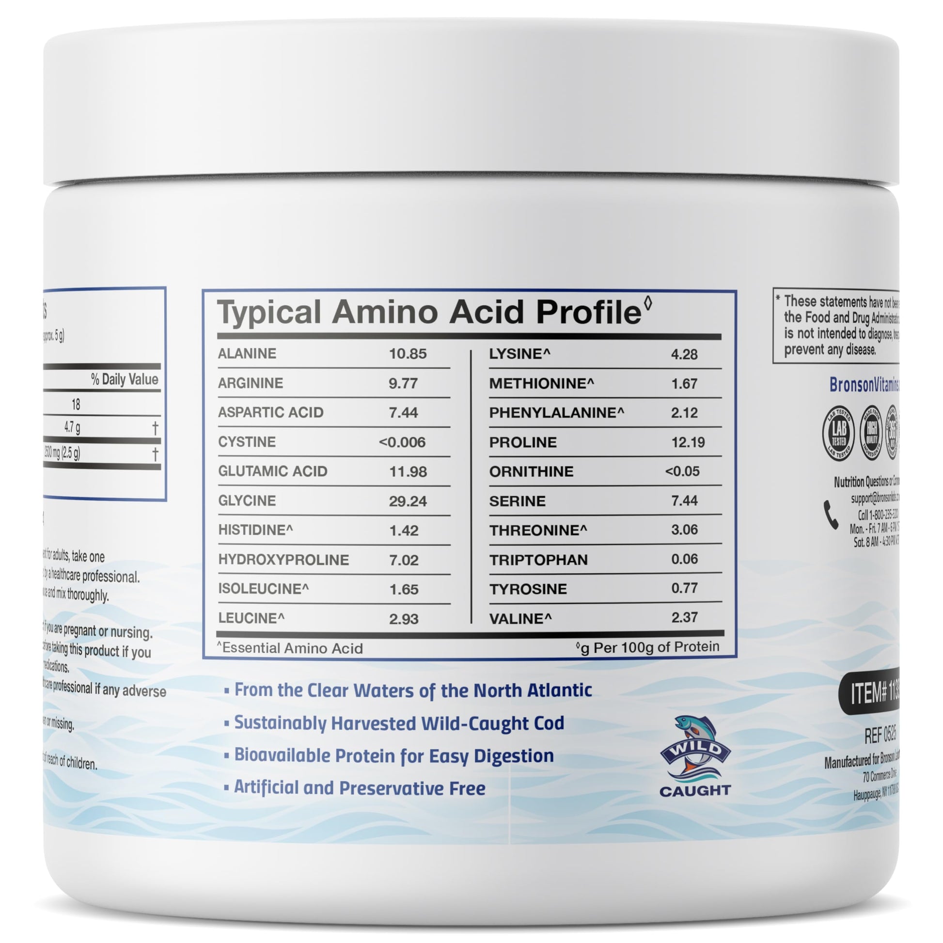 Bronson Marine Collagen Peptides Hydrolyzed Protein Powder 100% Wild Caught Nordic Cod Verified Sustainable Source for Joints Skin Hair Nails & Bones 150g (5.29oz) BronsonBuy Supplements Australia