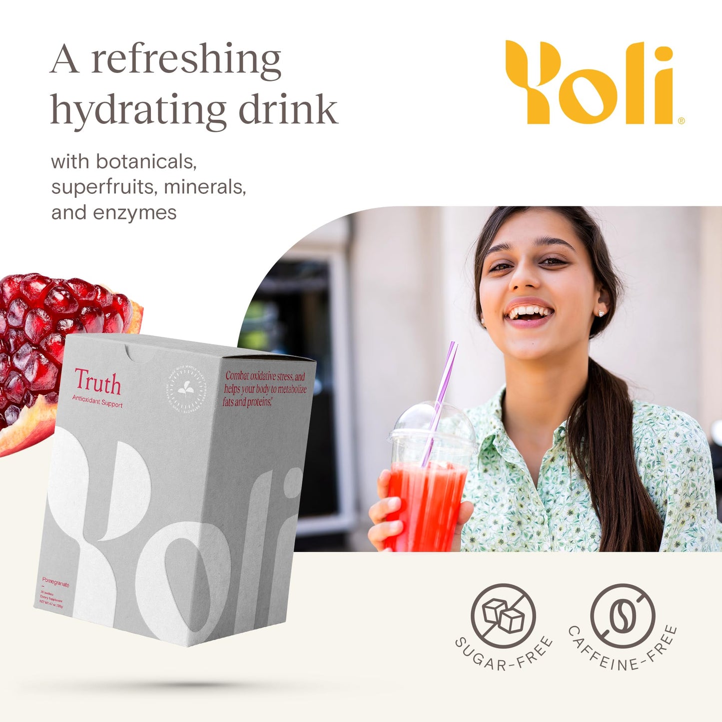 Yoli® Truth Antioxidant and Immune Support Supplement with Vitamin C, Botanicals, Superfruits, and Minerals - Pomegranate, 30 Packets YoliBuy Supplements Australia