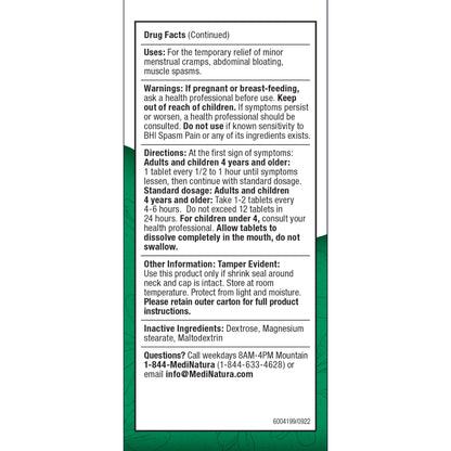 MediNatura BHI Spasm/Cramp Relief - Muscle Spasm Tablets for Full-Body Cramp Support - Menstrual Support - Non-Drowsy - Quick-Dissolve - Non-Addictive - Natural Ingredients - 100 Count MediNaturaBuy Supplements Australia