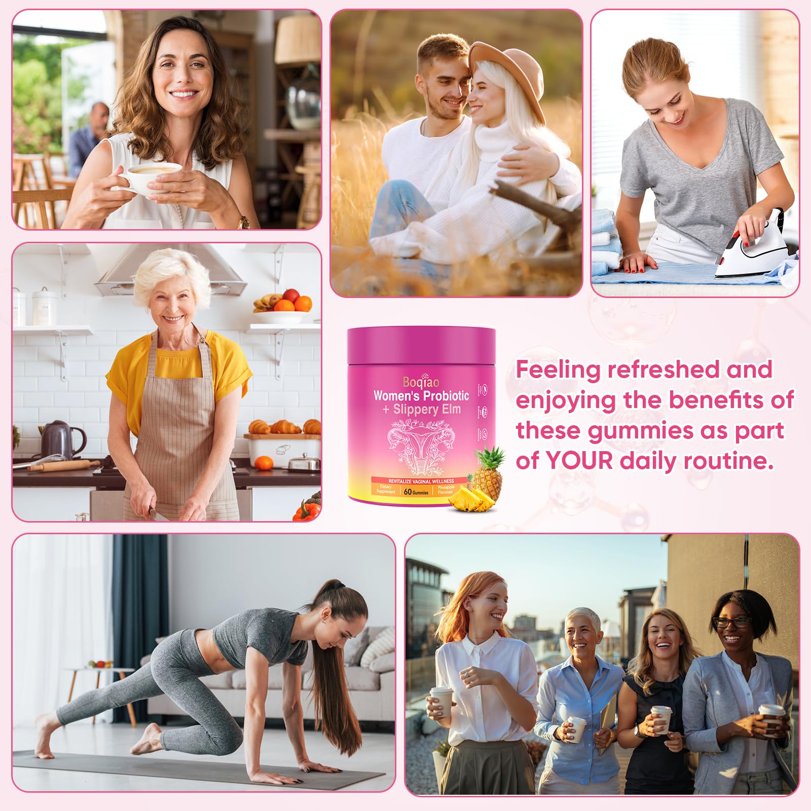 Feminine Probiotics Gummies with Slippery Elm - 60 Pineapple Gummies for Women ph Balance, Vaginal Probiotics Supports Flora, Gut Health & Immune System, Prebiotics & Lactobacillus Blend (Pineapple) BoqiaoBuy Supplements Australia
