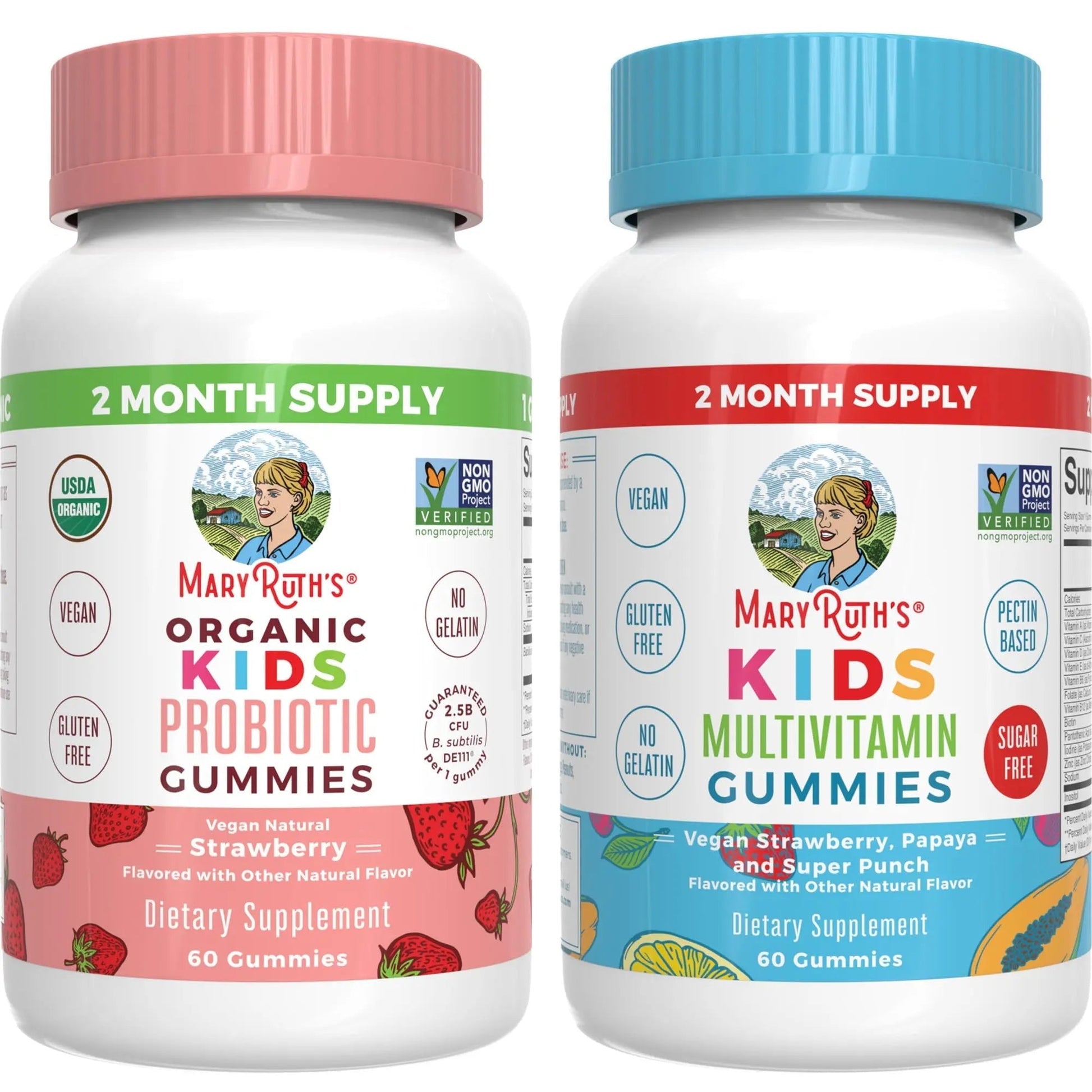 MaryRuth Organics Multivitamin and Probiotic Gummies (Strawberry) for Kids | Clean Label Project Verified® | Vitamins for Gut Health MARYRUTH'S