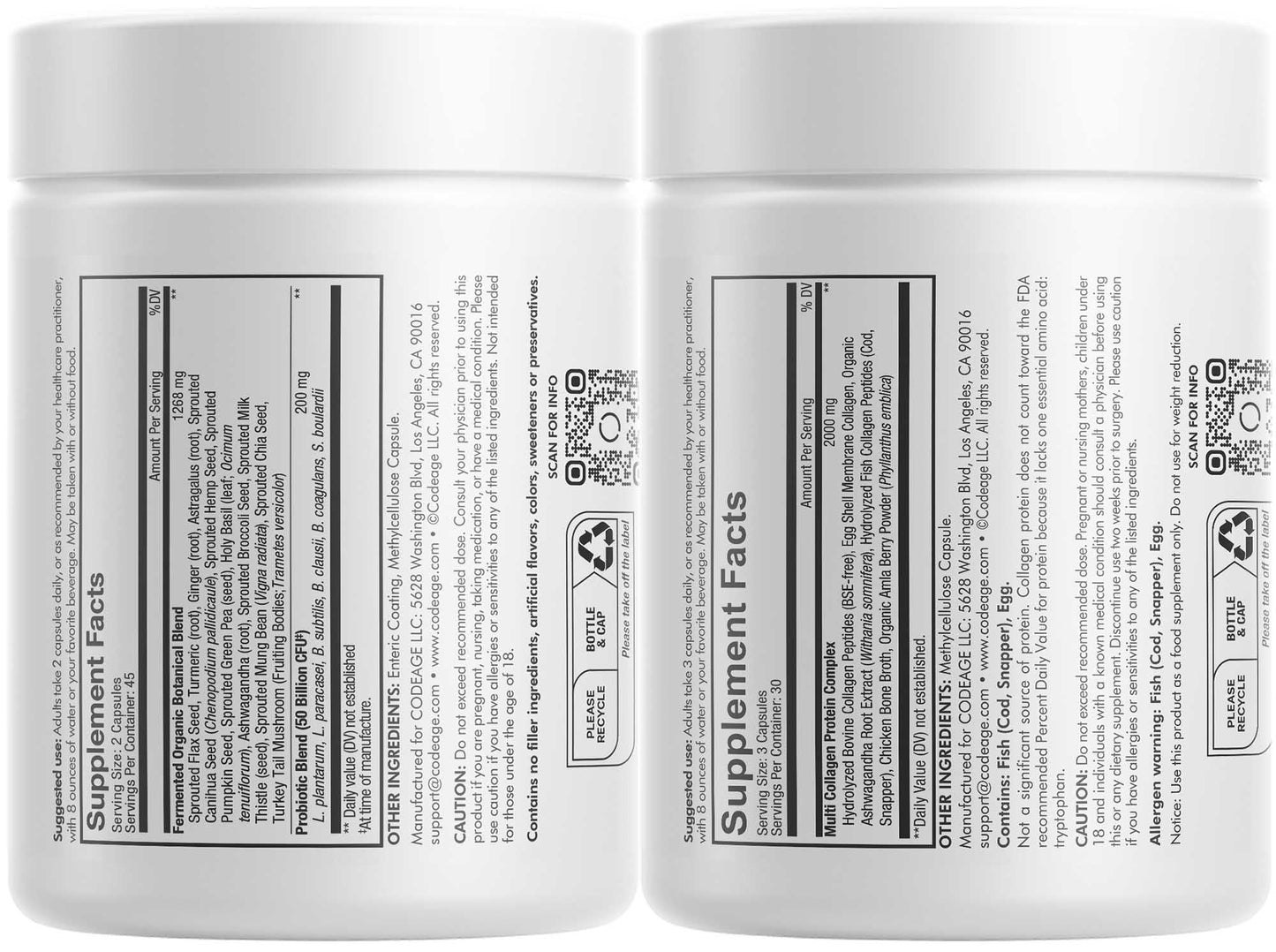 Codeage Multi Collagen Protein Capsules 5 Types, Ashwagandha Withania Somnifera & Organic Amla Berry + SBO Probiotic Blend 50 Billion CFU Bundle, Lactobacillus Plantarum, Bacillus Subtilis, Non-GMO CodeageBuy Supplements Australia