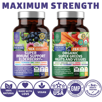 N1N Premium Organic Super Fruits & Veggies + Immune Support [38 Powerful Ingredients], Natural Super Greens Supplement with Alfalfa, Vitamins & Minerals, Zinc, Turmeric and Probiotic, 120 Caps Number One NutritionBuy Supplements Australia