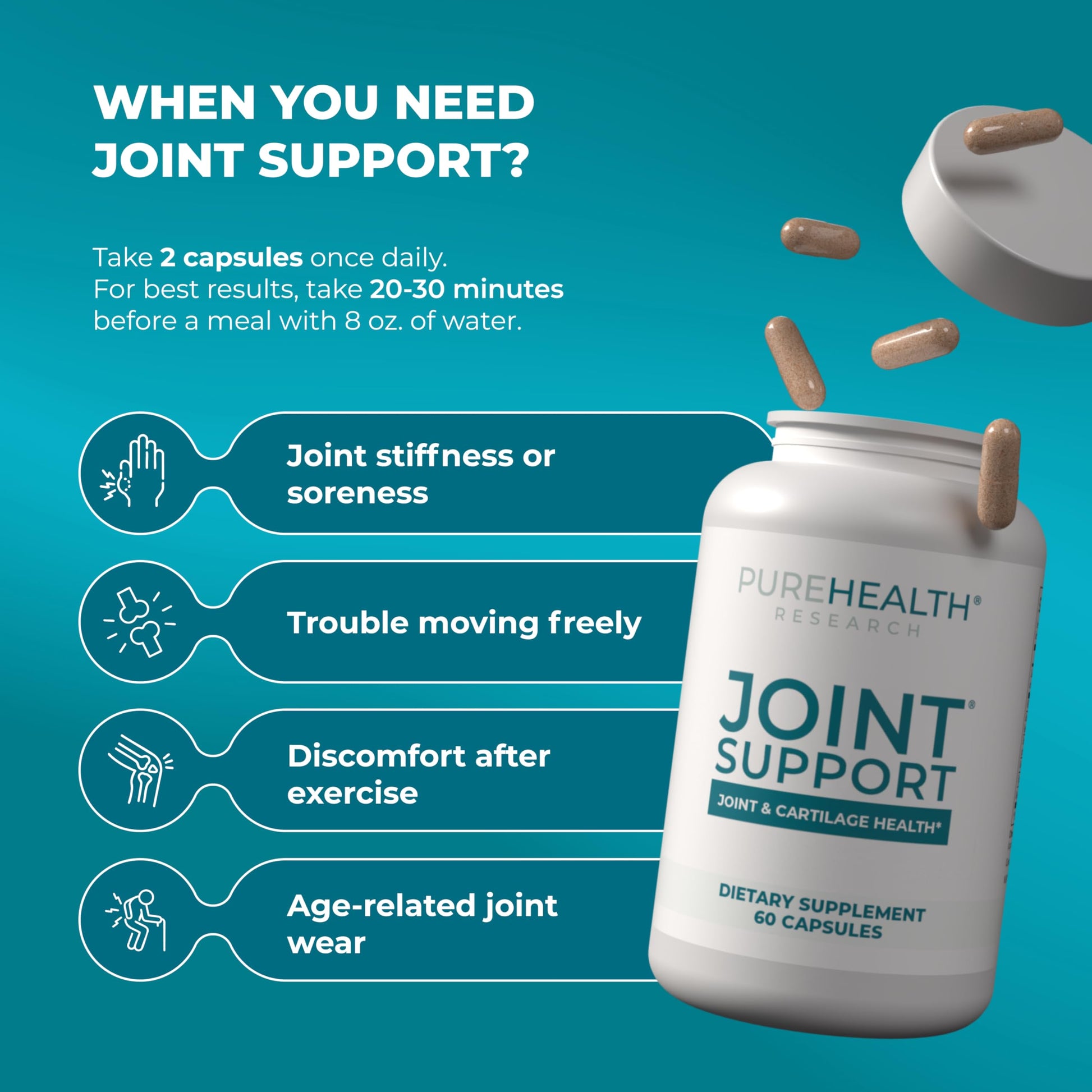 PUREHEALTH RESEARCH Joint Support NEM Eggshell Membrane with Boswellia Extract, Calcium & Turmeric, 60 Capsules PUREHEALTH RESEARCHBuy Supplements Australia