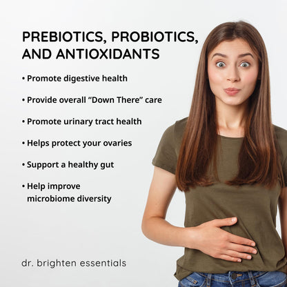 Dr. Brighten Women’s Probiotic - Probiotics, Prebiotics with Antioxidants & Sunfiber for Healthy Hormones, Balanced Female Microbiome, Ovaries and Immune Health - 60 Capsules Dr. BrightenBuy Supplements Australia