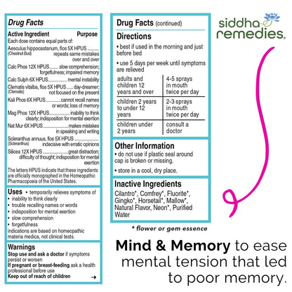 Siddha Remedies Mind & Memory Spray for Apathy, Indifference & Low Focus SiddhaBuy Supplements Australia