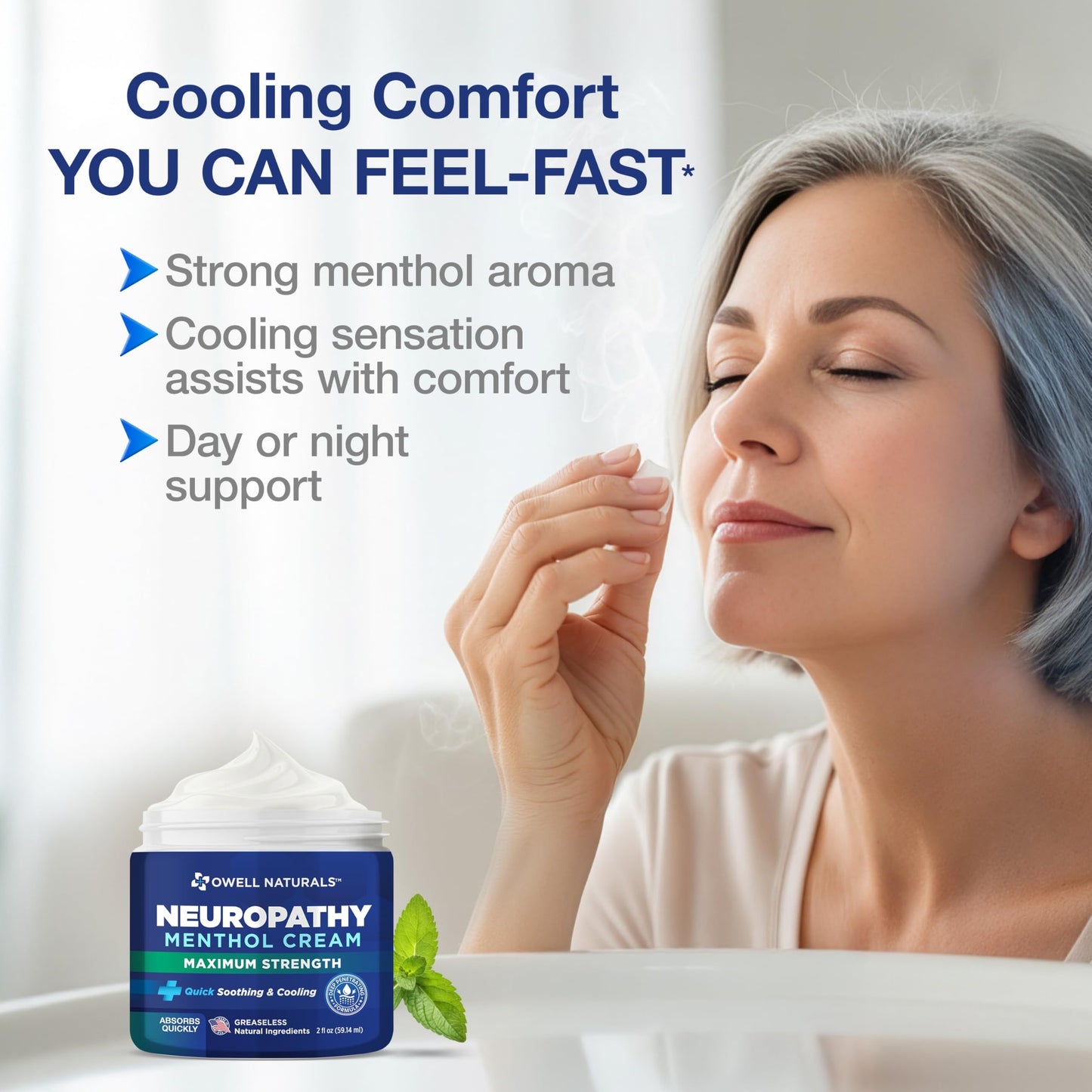 Owell Naturals Neuropathy Cream Extra Strength – Fast Absorbing Cooling for Leg, Feet & Hands – Advanced Soothing Formula with Aloe Vera, Arnica, MSM & Vitamin B6 – Made in USA, 2 fl oz Owell NaturalsBuy Supplements Australia