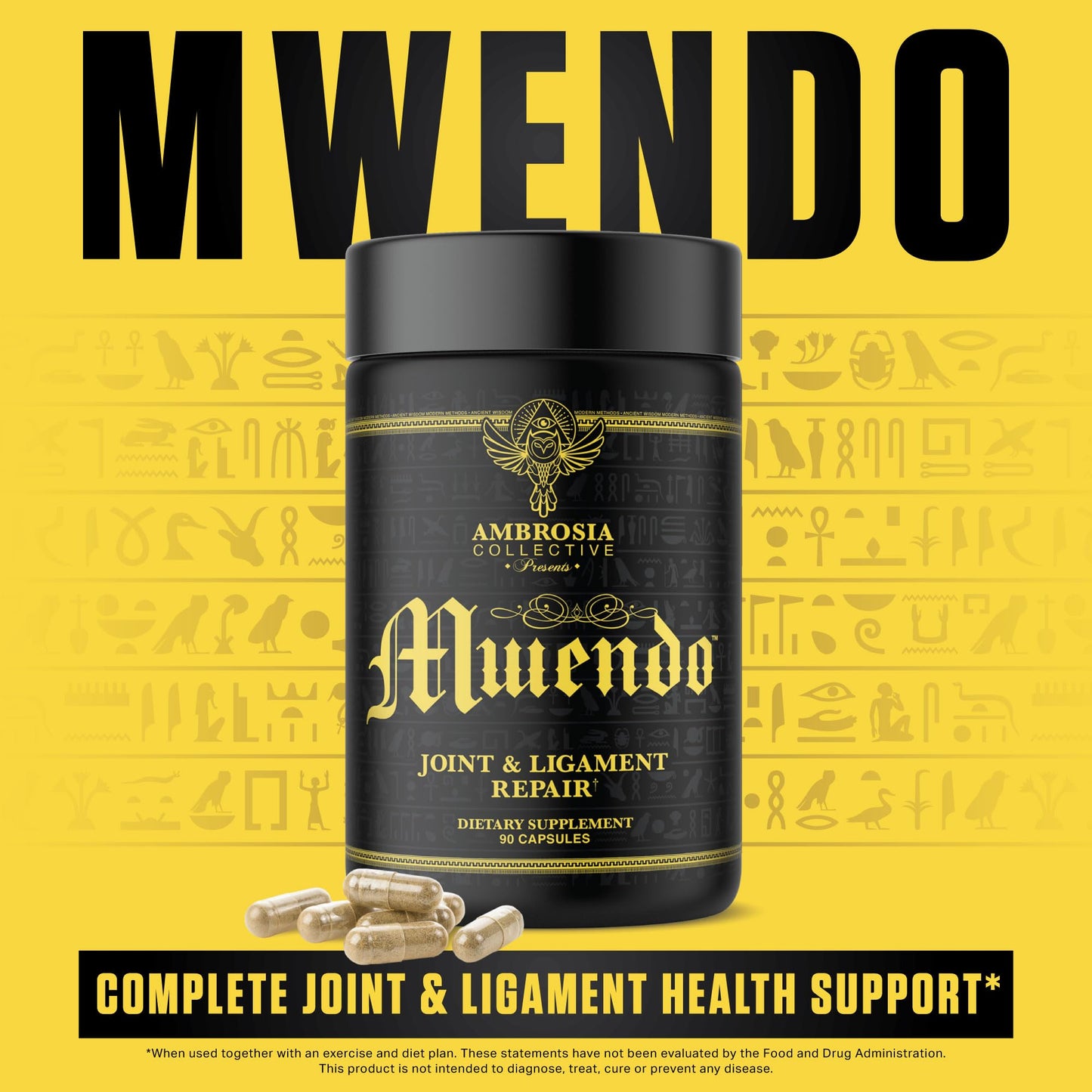Ambrosia Mwendo - Joint & Ligament Repair | Strengthen Tendons & Increase Soft Tissue Extensibility | Muscle Soreness, & Recovery Time with BioCell Collagen | 90 Veggie Capsules AmbrosiaBuy Supplements Australia