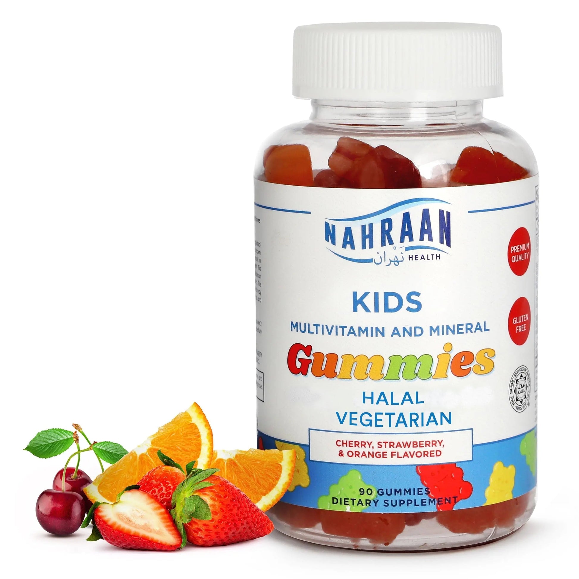 NAHRAAN HEALTH Halal Vitamins for Kids - Halal Multivitamins for Kids Vitamin A, C, D, E, B6, B12 - Non-GMO Vegetarian, Halal Gummies - 90 Count NAHRAAN HEALTH