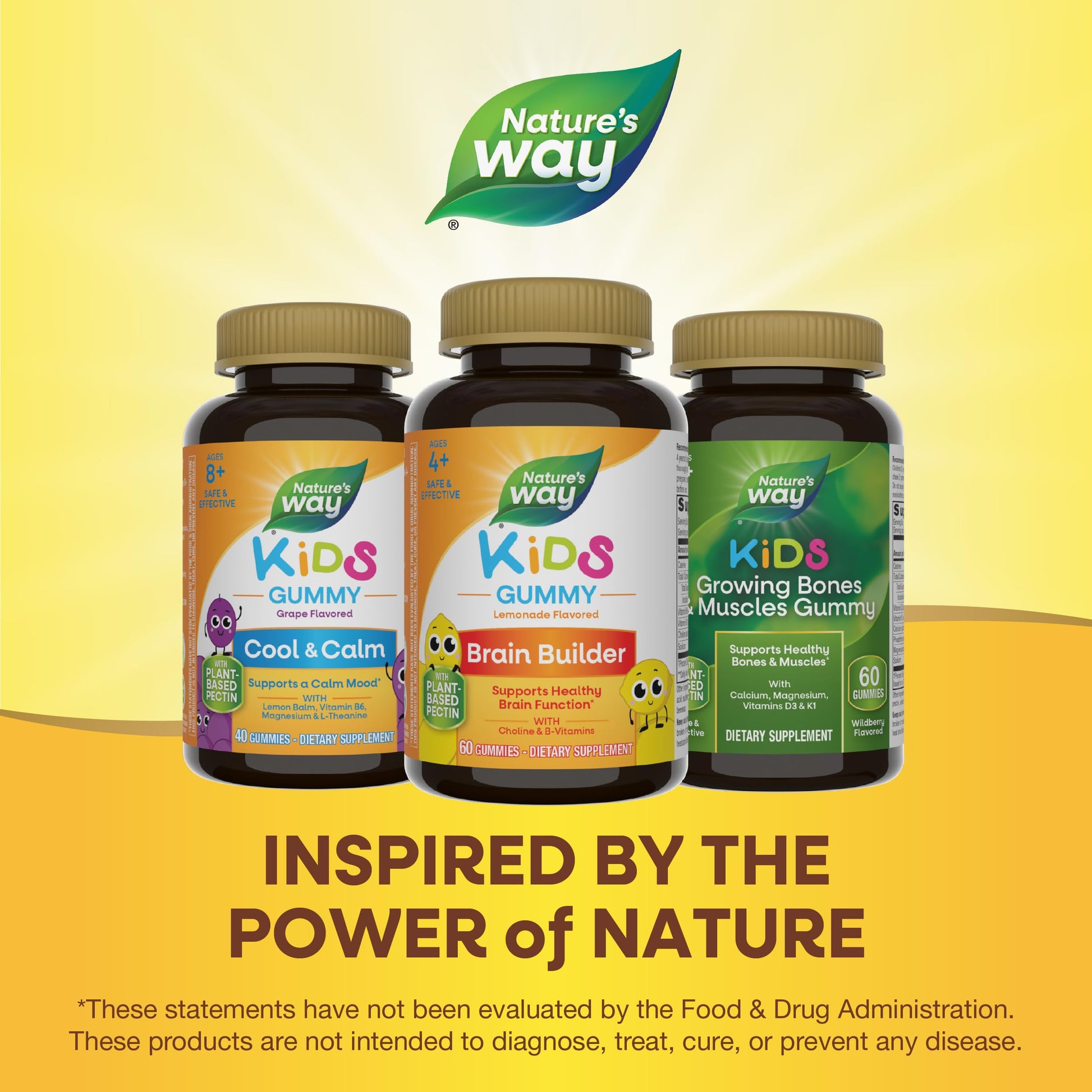 Nature's Way Kids Brain Supplement Gummies, Supports Healthy Brain Function*, Lemonade Flavored, 60 Gummies Nature's WayBuy Supplements Australia