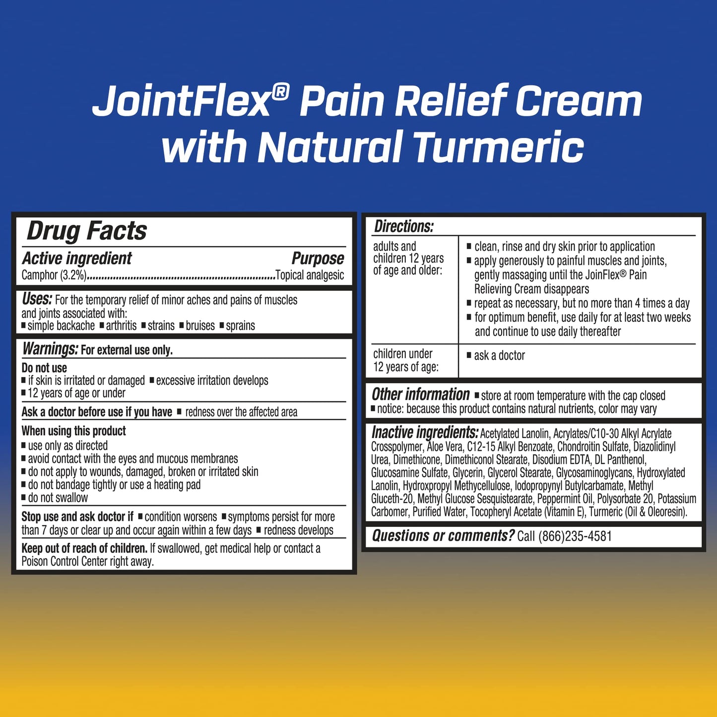 JOINTFLEX Pain Relief Cream with Turmeric, Arthritis Pain Relief, Joint Pain Relief, 3 Ounce Tube JointFlexBuy Supplements Australia
