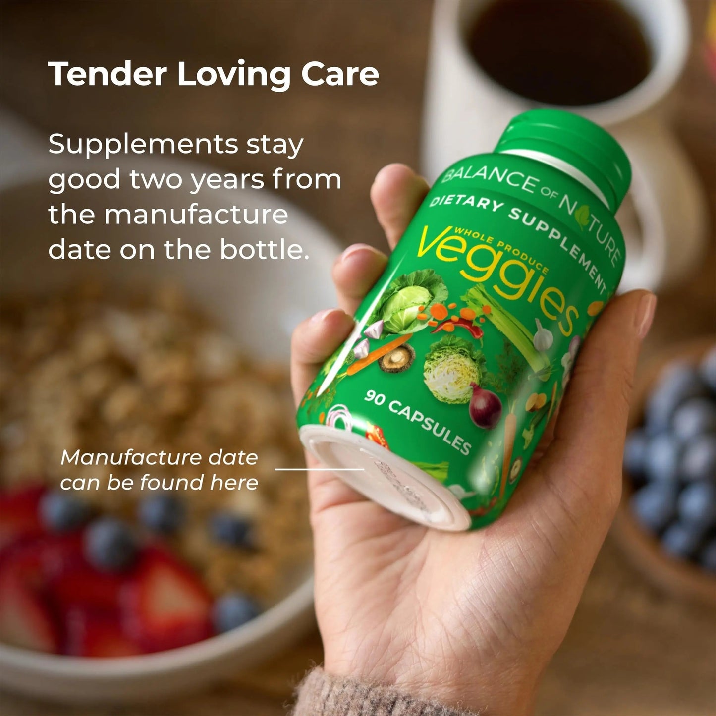Balance of Nature Fruits & Veggies Supplements - Whole Fruit and Vegetable Ingredients for Women, Men, and Kids - 90 Fruits Capsules, 90 Veggies Capsules - 2 Sets Balance of Nature