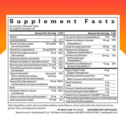 Seeking Health Optimal Multivitamin Chewable - Immune Support Supplement with L-5-MTHF, Vitamin B12 & Vitamin D3 - Multivitamin with Antioxidant Ingredients Seeking HealthBuy Supplements Australia