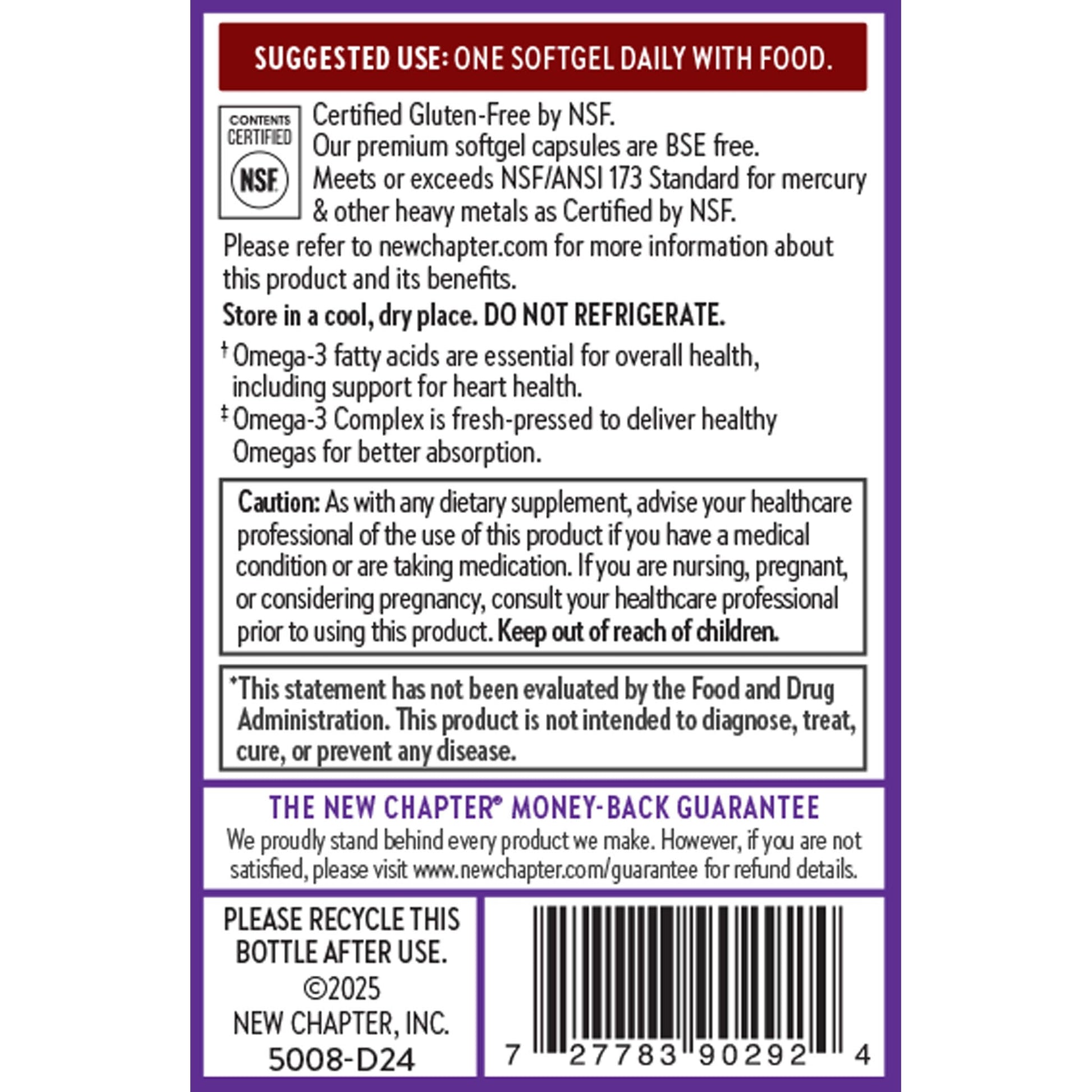 New Chapter Omega-3 Complex, 1000mg Softgels, Fish Oil Supplement Wild Alaskan Salmon for Heart, Brain, Eye, Joint & Skin Health Support - 30 Count New ChapterBuy Supplements Australia