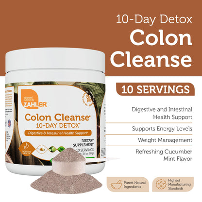 Zahler Colon Cleanse 10-Day Detox Cleanse - Cucumber Mint Flavor - Herbal Digestive Wellness - Colon Cleanser & Detox for Bowel Movement, Body Detox, Digestion Aid for Women and Men - 3.5 oz Jar ZahlerBuy Supplements Australia