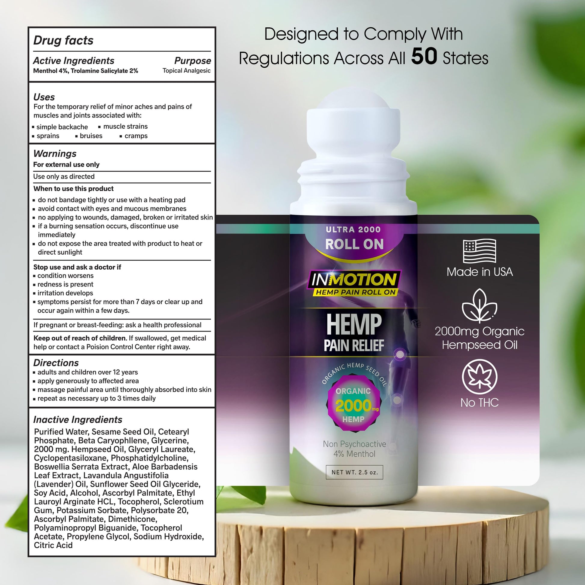 Inmotion Hemp Roll On for Pain Relief - Premium Ultra Strength Fast Acting, Long Lasting, Odorless Hemp Oil Roll On Pain Reliever for Joint, Muscle, & Back InMotion HempBuy Supplements Australia