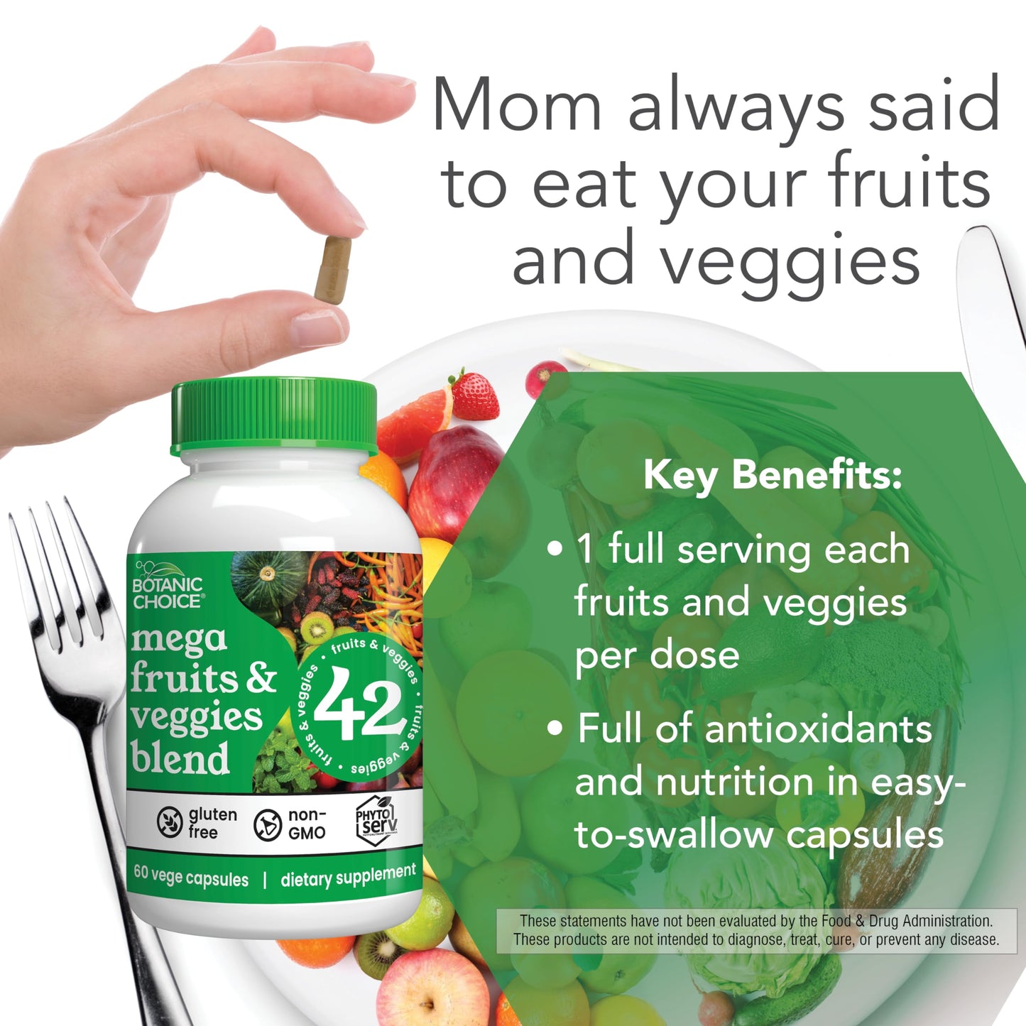 Botanic Choice Since 1910 - Mega Fruits & Veggies Blend - 42 Fruits and Vegetables - 2 Caps Daily - 60 Count Supplement - 2 Pack Botanic ChoiceBuy Supplements Australia