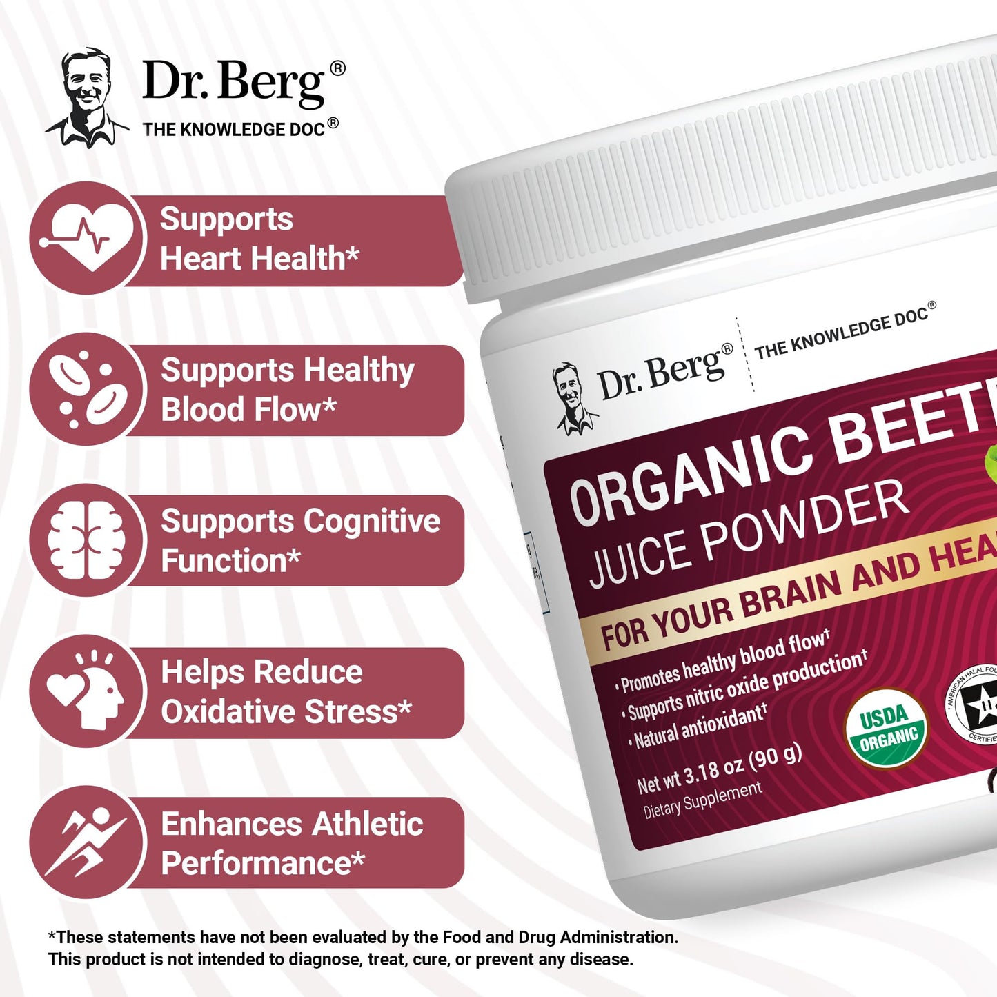 Dr. Berg Raw Organic Beet Powder from Real Earth-Grown Beets – USDA Certified Organic Beet Root Powder to Support Nitric Oxide Levels, Energy
