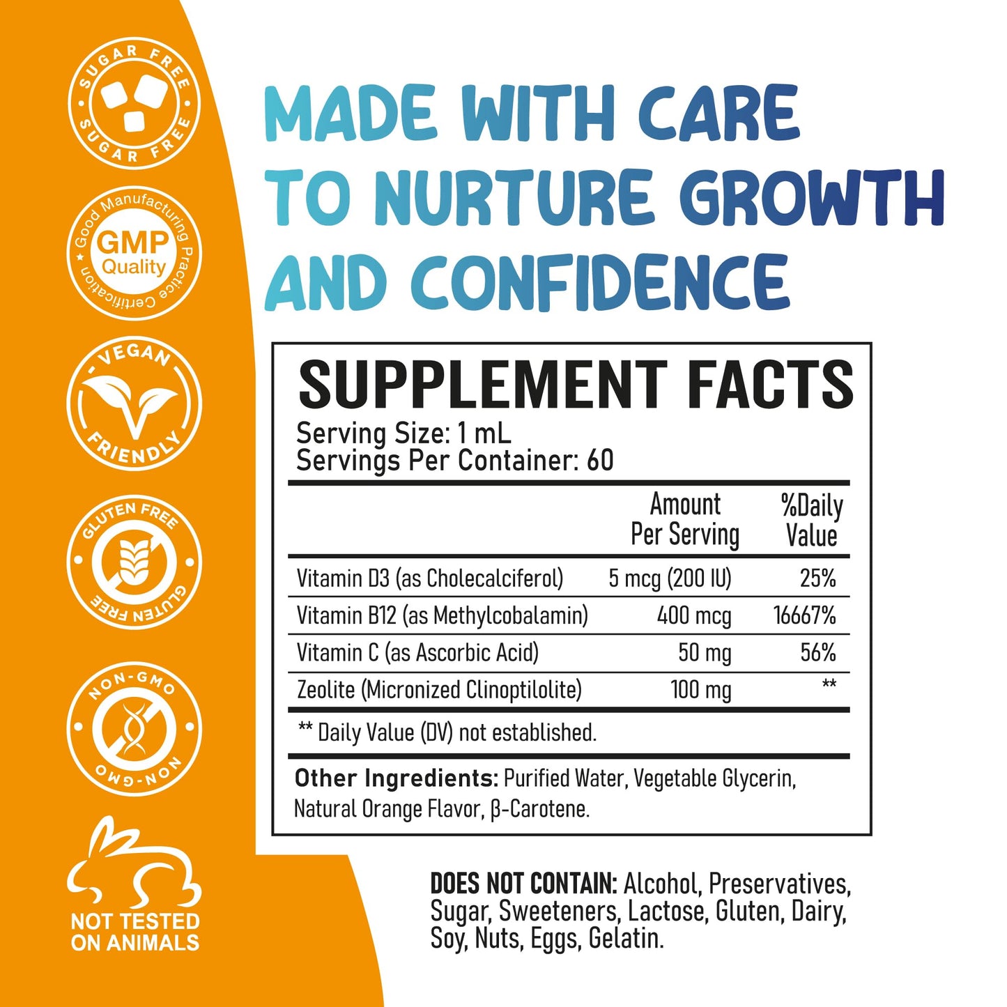 Zoyki Speech Therapy Drops for Kids - Speech Support Supplement for Communication Delay Cognitive Function Language & Brain Development with Zeolite Vitamins B12 D3 C - Sugar Free Gluten-Free Vegan ZoykiBuy Supplements Australia