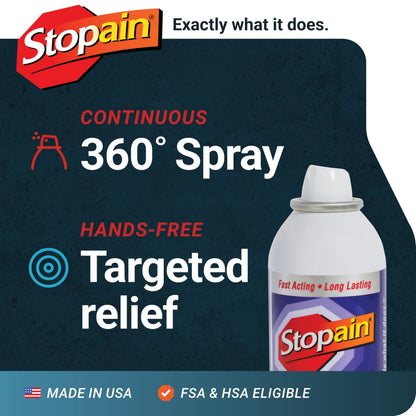 Stopain Pain Relief Spray 4oz, USA Made, Max Strength Fast Acting with Menthol, MSM, Glucosamine for Lower Back, Arthritis, Knee, Neck, Joints, HSA FSA Approved OTC Topical Analgesic Product StopainBuy Supplements Australia
