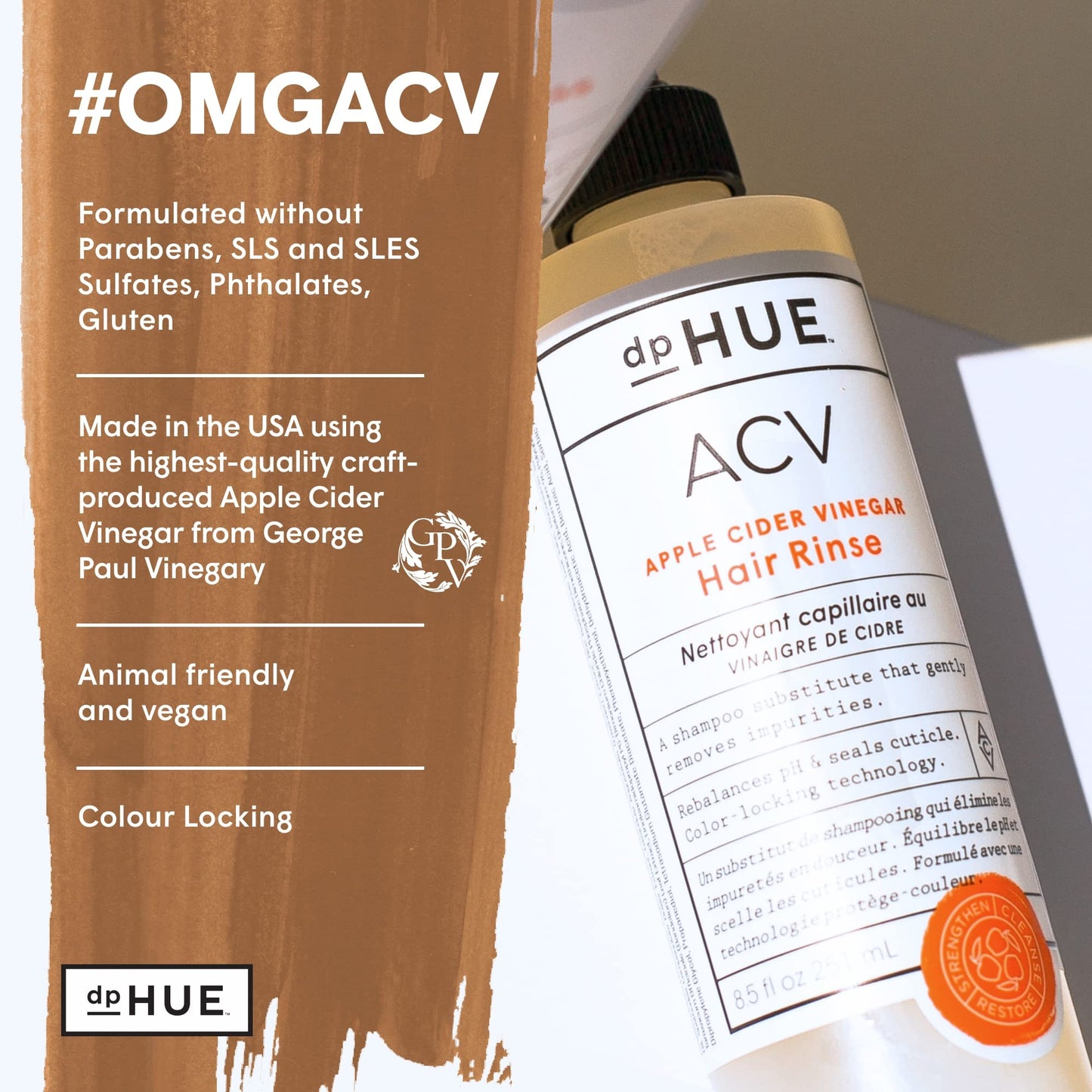 dpHUE Apple Cider Vinegar Hair Rinse, 8.5 oz - Shampoo Alternative & Scalp Cleanser dpHUEBuy Supplements Australia