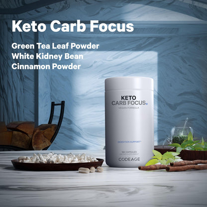 Codeage Keto Carb, White Kidney Bean, Green Tea & Cinnamon Bark Supplement, Triple Action Keto Cheat Vegan Pills, Ketogenic, Low Carb Diet Sugar, 3 Months Supply, Non-GMO, Gluten-Free, 180 Capsules CodeageBuy Supplements Australia