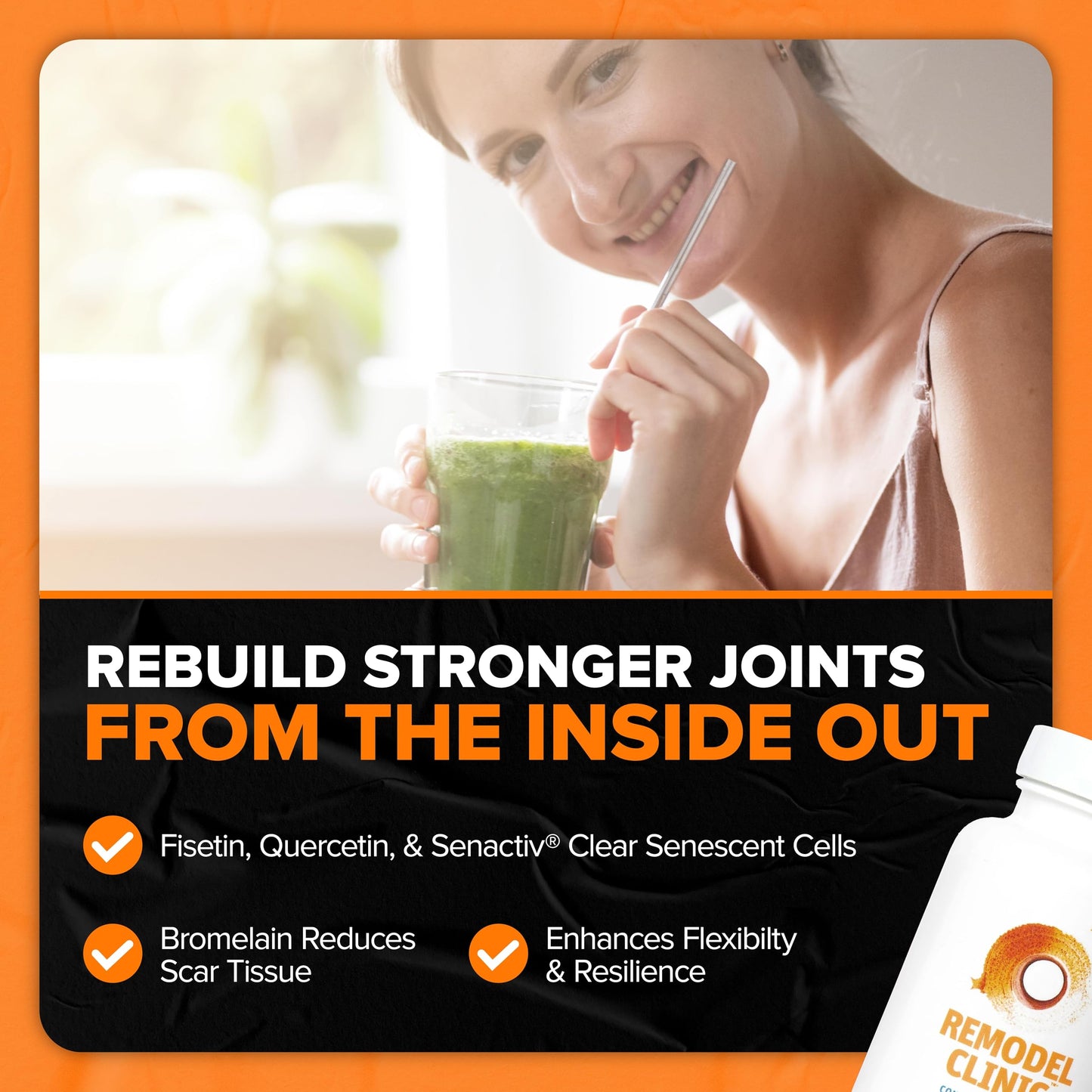 SaltWrap Remodel Clinic - Joint Remodeling Supplement for Senescent Cell Removal and Scar Tissue - Improve Mobility, Reduce Connective Tissue Stiffness - Fisetin, Quercetin, Bromelain - 60 Capsules SaltWrapBuy Supplements Australia