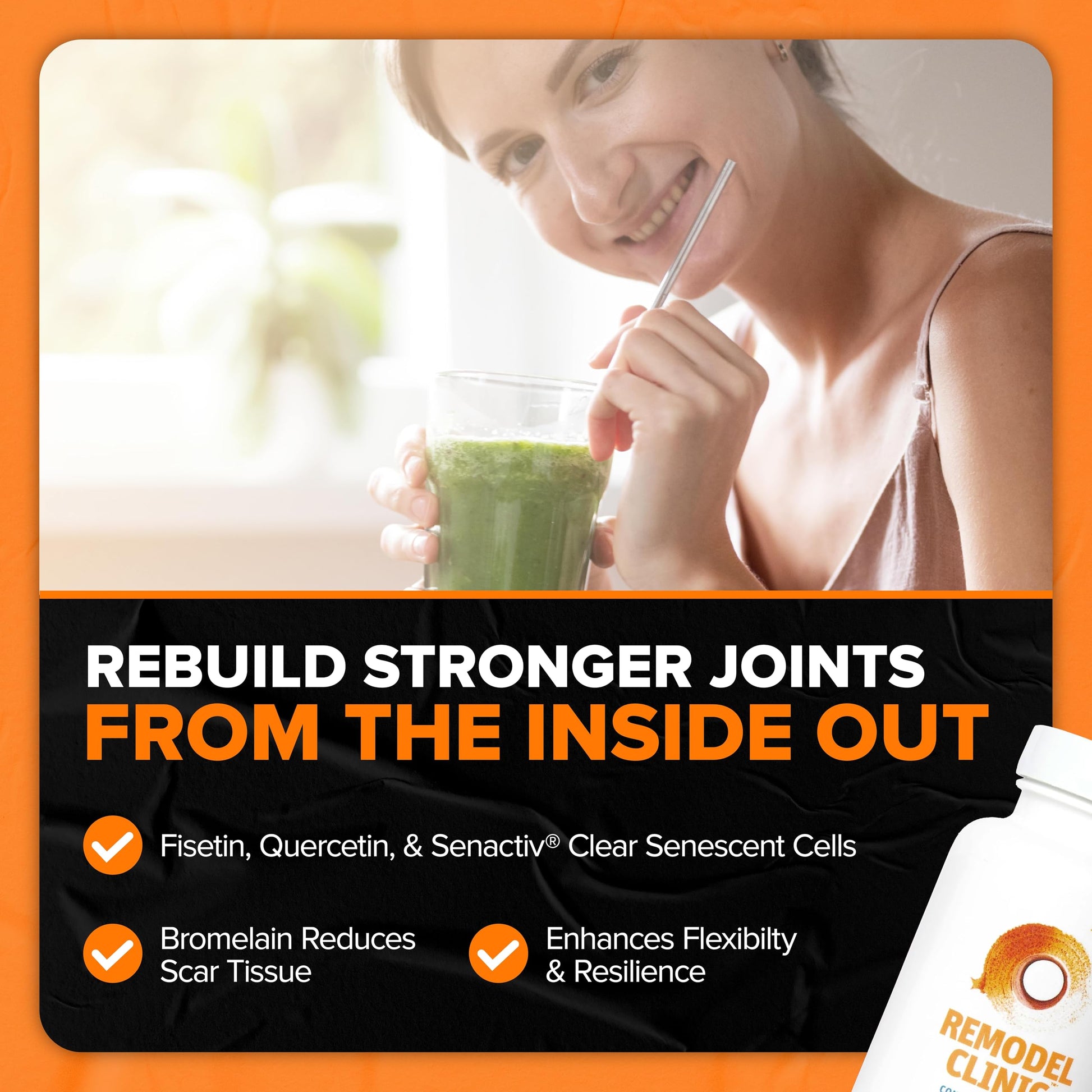 SaltWrap Remodel Clinic - Joint Remodeling Supplement for Senescent Cell Removal and Scar Tissue - Improve Mobility, Reduce Connective Tissue Stiffness - Fisetin, Quercetin, Bromelain - 60 Capsules SaltWrapBuy Supplements Australia