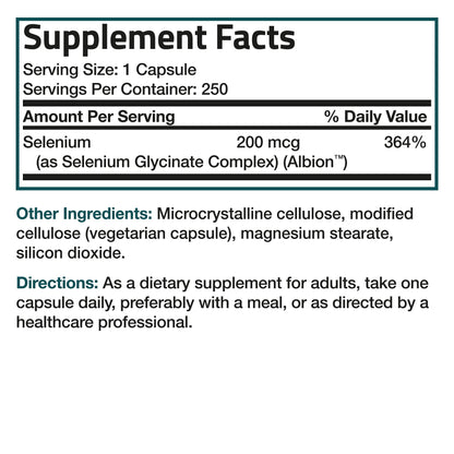 Bronson Selenium 200 mcg – Yeast Free Chelated Amino Acid Complex - Essential Trace Mineral with Superior Absorption