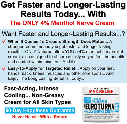 Neuropathy Nerve Relief Cream - Premium Nerve Cream 3X Action for Targeted Relief and Soothing Nerve Comfort - Maximum Strength with 4% Menthol, MSM for Feet Hands Legs Toes & Back - Extra Large 6 Oz NuturnaBuy Supplements Australia