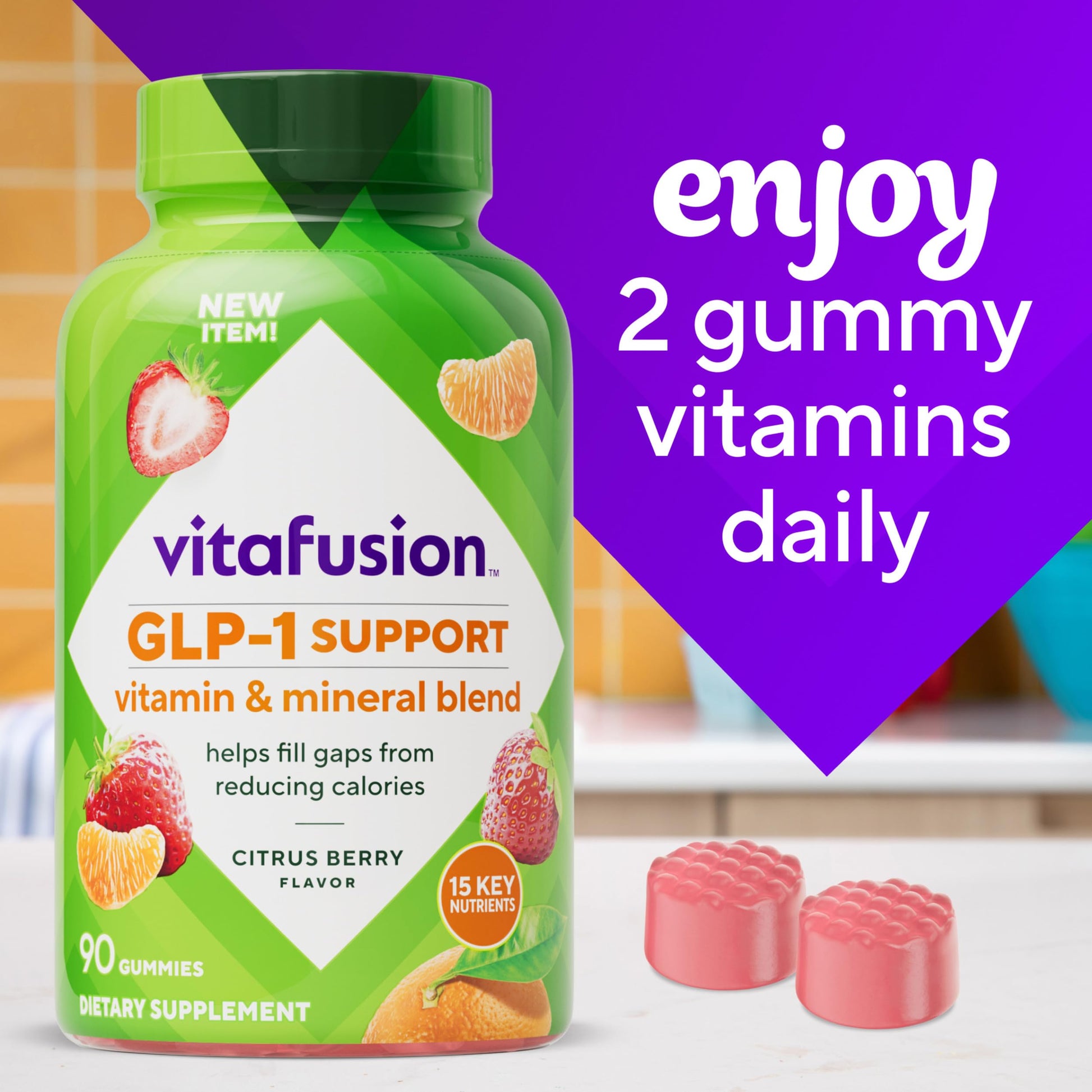 vitafusion GLP-1 Support Multivitamin, Vitamin and Mineral Blend, 15 Essential Nutrients, Citrus Berry Flavor, 90 Count, 45 Day Supply  VitafusionBuy Supplements Australia
