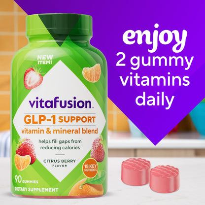 vitafusion GLP-1 Support Multivitamin, Vitamin and Mineral Blend, 15 Essential Nutrients, Citrus Berry Flavor, 90 Count, 45 Day Supply  VitafusionBuy Supplements Australia