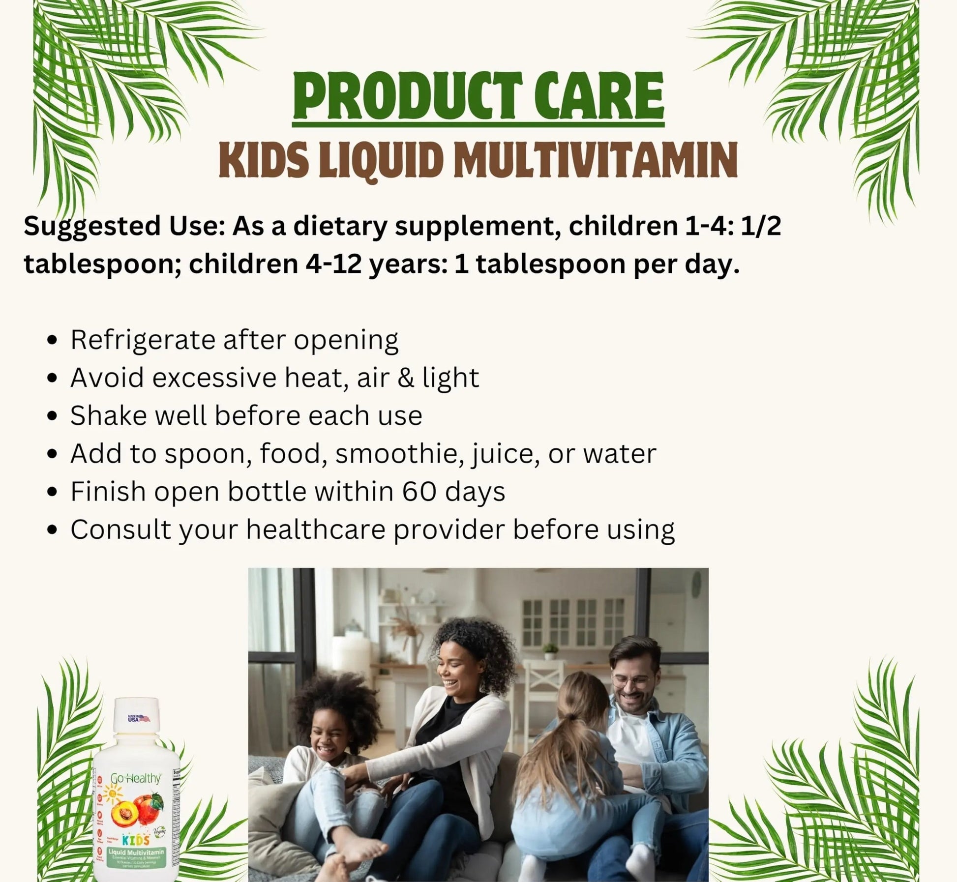 Go Healthy Kids Liquid Multivitamin | Immune Support | Kid Liquid Multivitamins | High Absorption | Vegan Vitamins | Kids Vitamins Multivitamin Go Healthy NaturalBuy Supplements Australia