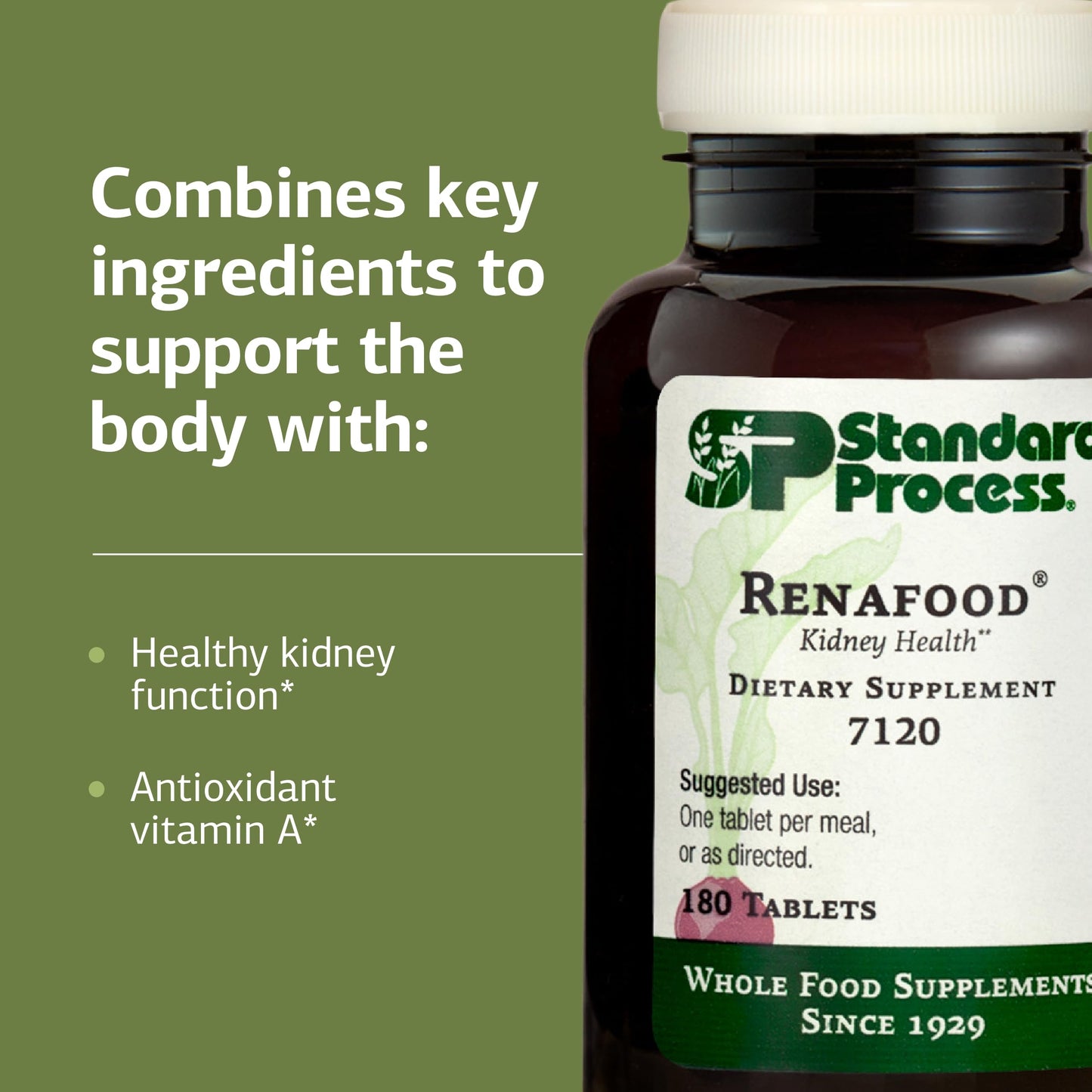 Standard Process Renafood - Supports Healthy Kidney Function & Antioxidant Activity - Contains Vitamins A - Non-Soy - 180 Tablets Standard Process Inc.Buy Supplements Australia