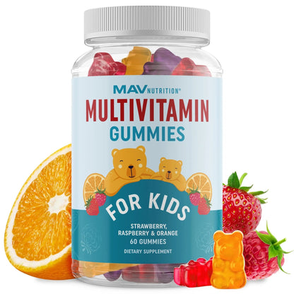 Kids Multivitamin Gummies | Vitamins A, B, C, D & Zinc for Immunity, Growth & Development | Daily Multivitamins for Children Ages 2+ | MAV NUTRITION