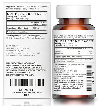 Think Remedy Aged Beet Root Capsules - Beet Pills for Stamina - Organic Beet Root Powder Think RemedyBuy Supplements Australia