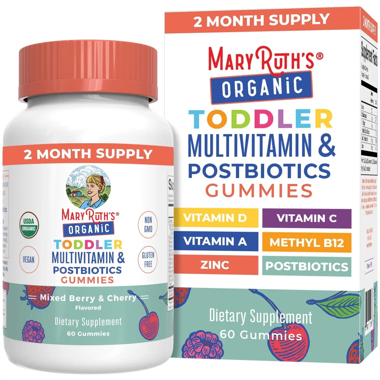 MaryRuth Organics Toddler Multivitamin Gummies + Postbiotics | USDA Organic | Vitamins for Kids Ages 2+ | Immune Support | Vitamin C | MaryRuth OrganicsBuy Supplements Australia