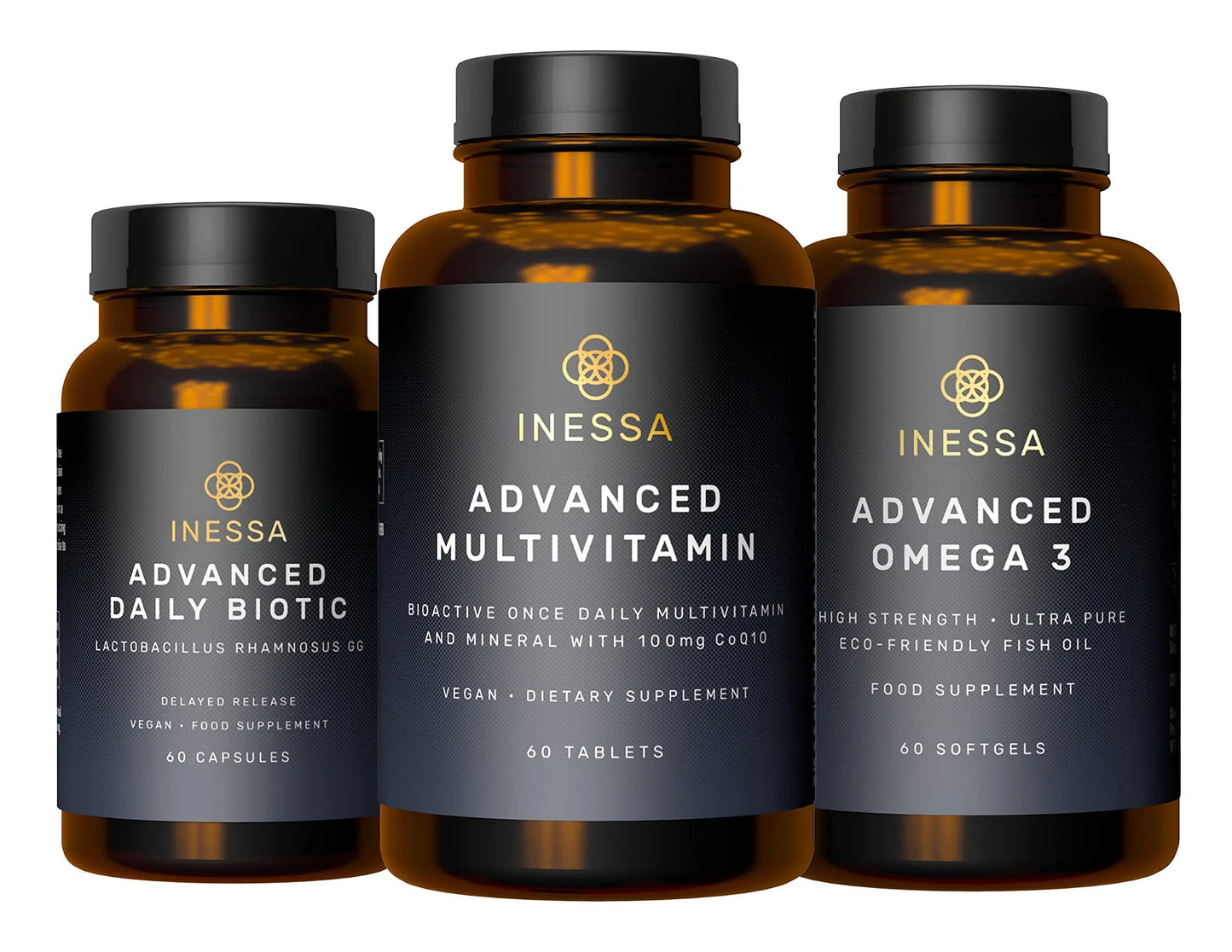 Inessa Essential Wellness Bundle | Multivitamin, Probiotic & Omega 3 Produced to a Clinical Grade for Optimal Wellness for Men and Woman InessaBuy Supplements Australia