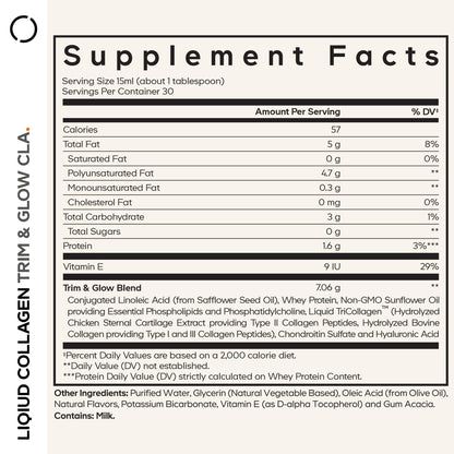 Codeage Liquid Collagen Supplement Vanilla Flavor, Beauty Trim & Glow Liposomal Collagen Peptides, CLA Conjugated Linoleic Acid, Hyaluronic Acid, Vitamin E, Hydrolyzed, Non-GMO, 15.22 fl oz CodeageBuy Supplements Australia