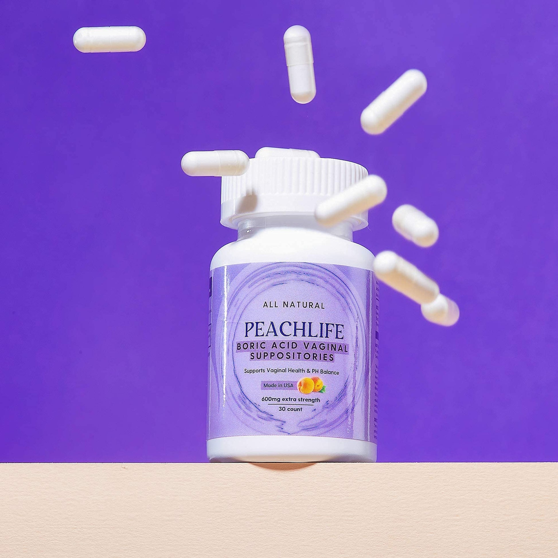 Peachlife Boric Acid Suppositories and Small Soft Menstrual Cup with Ring Pull PeachlifeBuy Supplements Australia