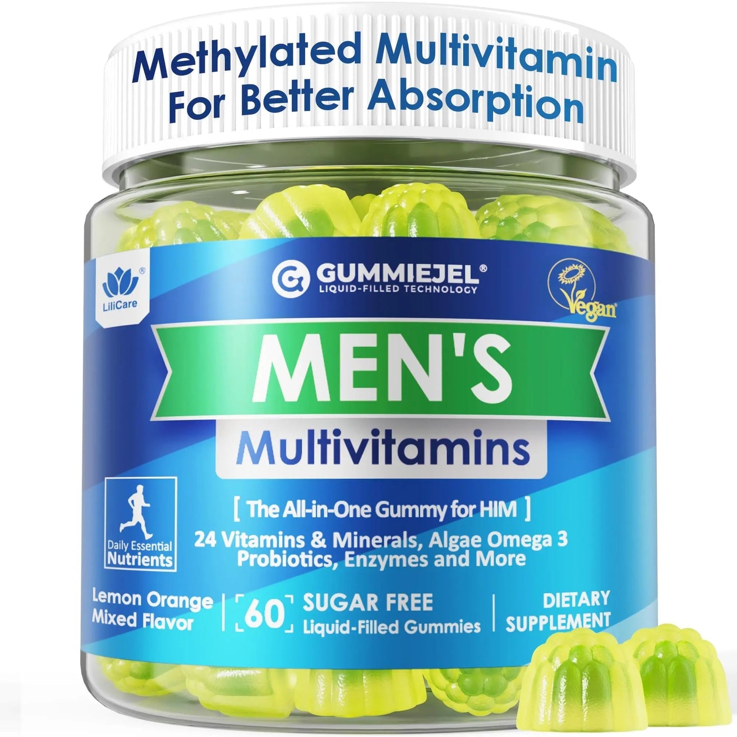 Mens Multivitamins Gummies, Methylated Multivitamin for Men, B Complex, Minerals, Vegan Omega 3, Probiotic, Enzyme LILICAREBuy Supplements Australia
