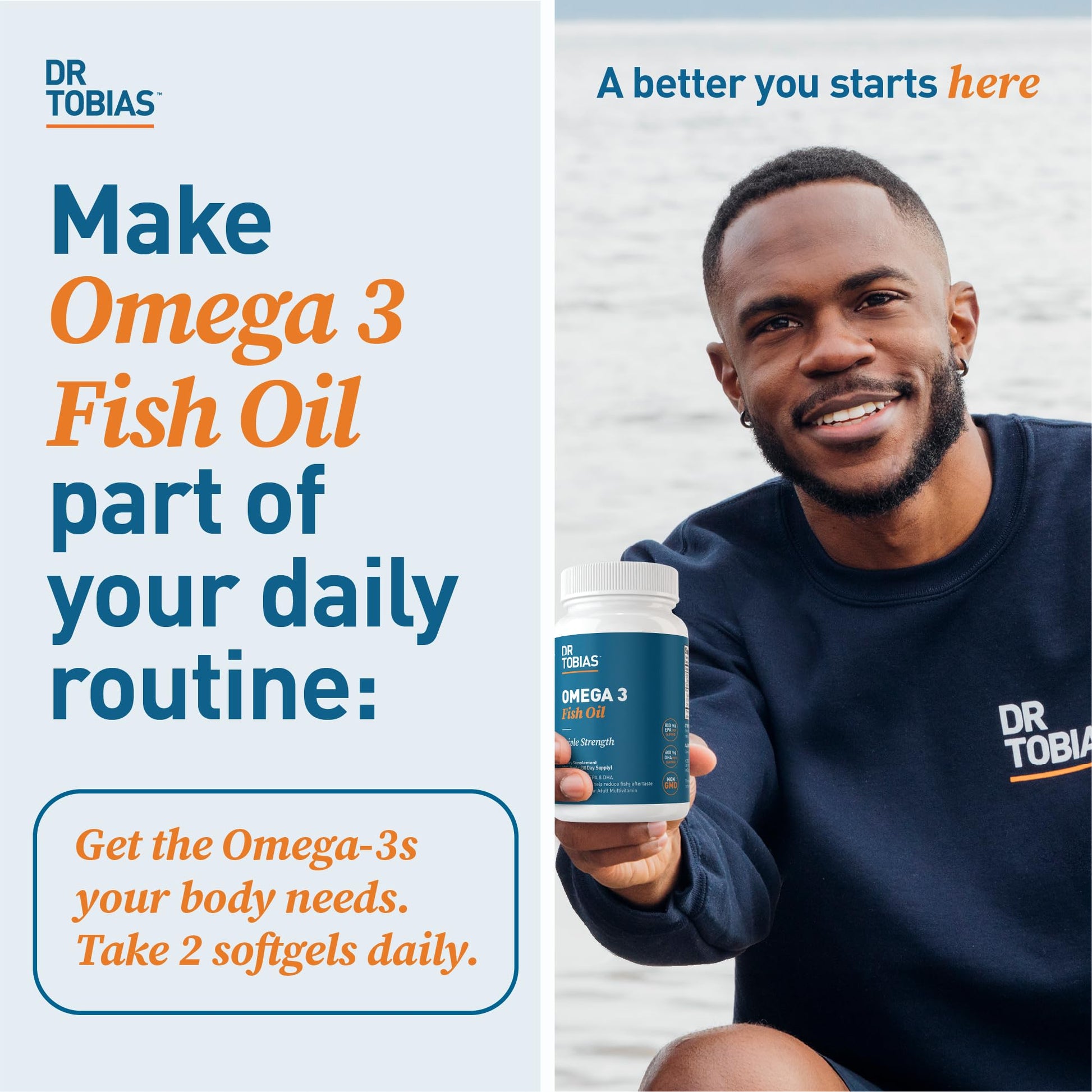Dr. Tobias Omega 3 Fish Oil, 800 mg EPA 600 DHA Supplement for Heart, Brain & Immune Dr. TobiasBuy Supplements Australia