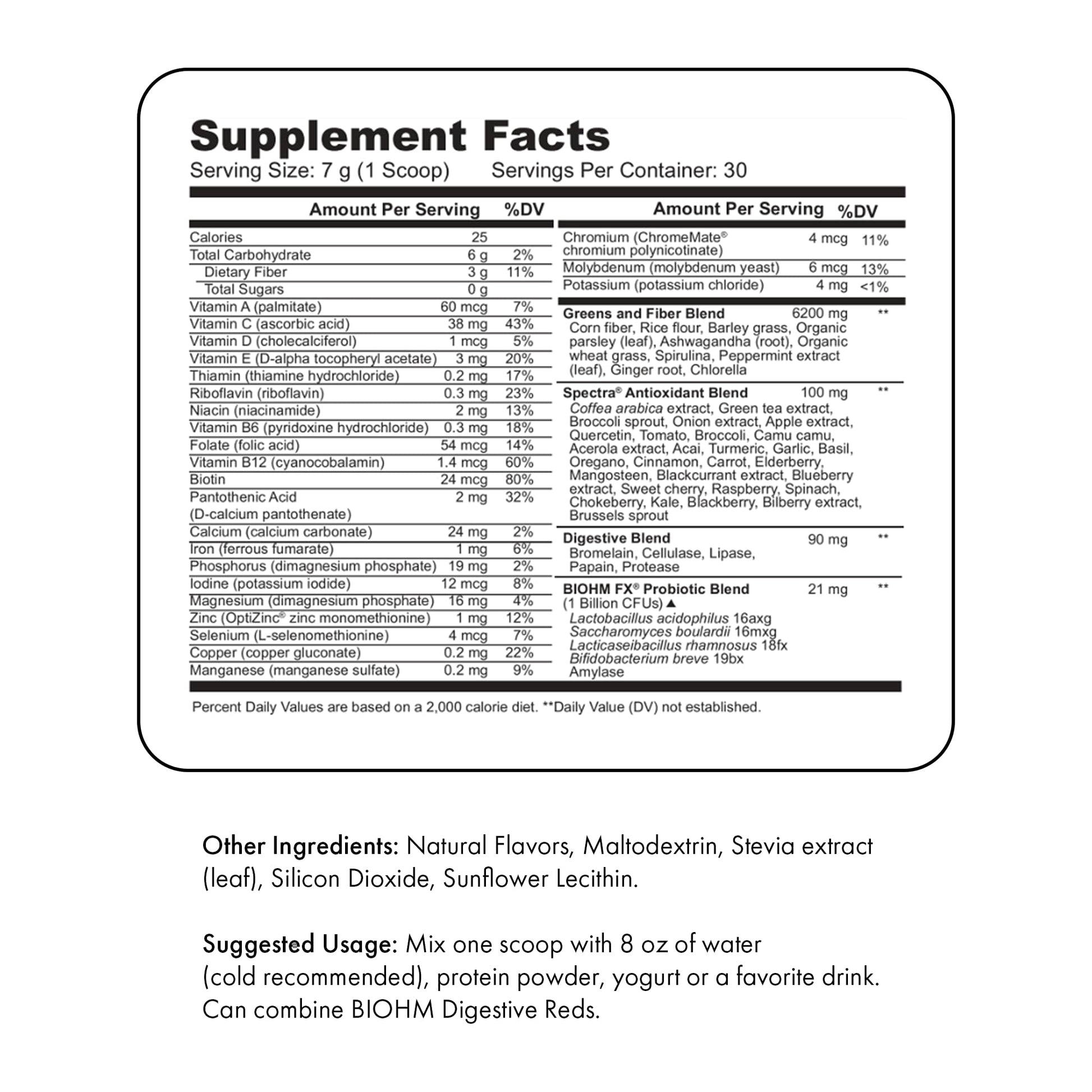 BIOHM Digestive Greens, Green Superfood Powder (7.4 Oz, 30 Servings) Immune & Gut Health Support with Antioxidants, Vitamins, Probiotics & Enzymes, Good Source of Fiber, Berry Flavor BIOHMBuy Supplements Australia
