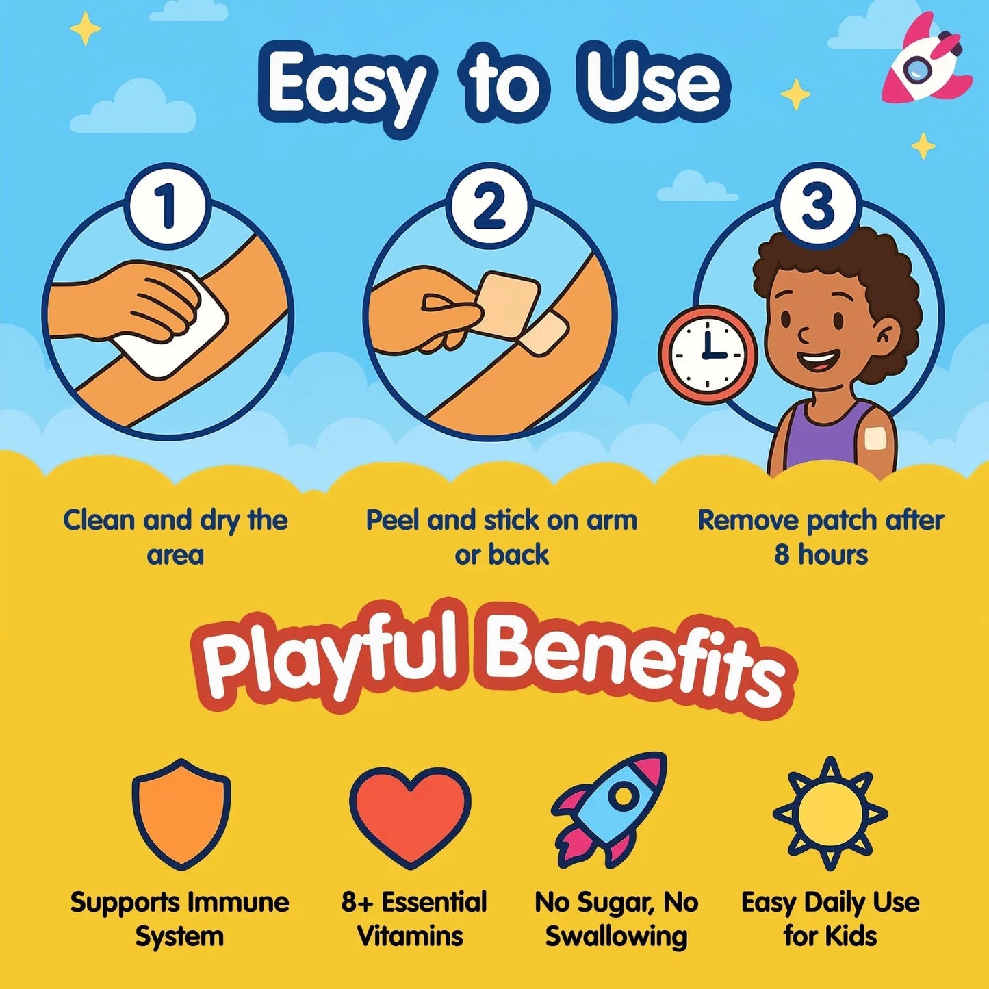 SAMARCHAD Kids Multivitamin Patches Daily Vitamin Patch for Children Natural, Sugar-Free No Swallowing Immune & Growth Support SAMARCHADBuy Supplements Australia