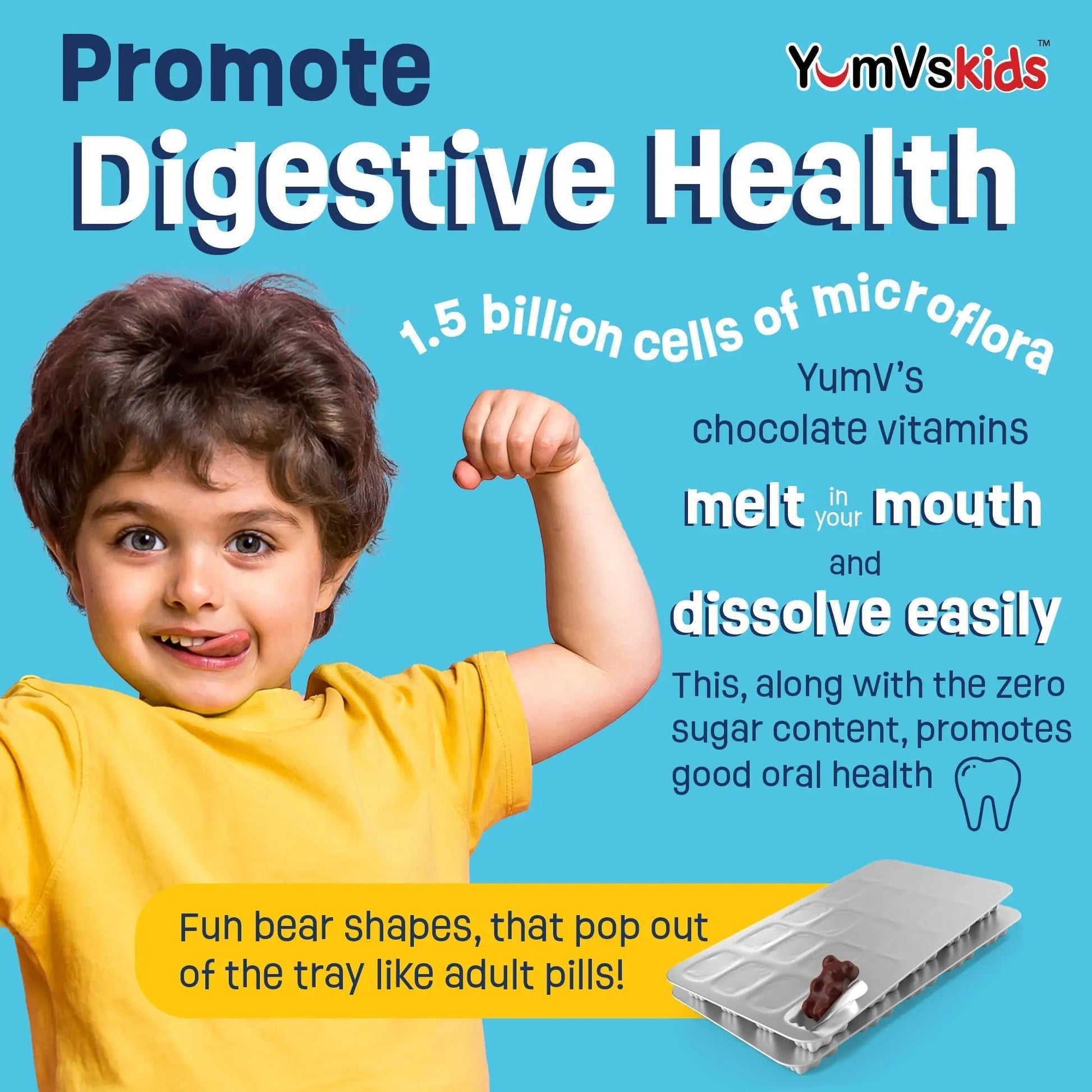 YUM-V'S Probiotics & Multivitamin Bundle for Kids – Probiotic with Prebiotic Fiber Chocolate Bears + Multivitamin & Multimineral with Iron Chewables – Digestive, Immune & Overall Health Support YUM-V'SBuy Supplements Australia