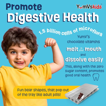 YUM-V'S Probiotics & Multivitamin Bundle for Kids – Probiotic with Prebiotic Fiber Chocolate Bears + Multivitamin & Multimineral with Iron Chewables – Digestive, Immune & Overall Health Support YUM-V'SBuy Supplements Australia