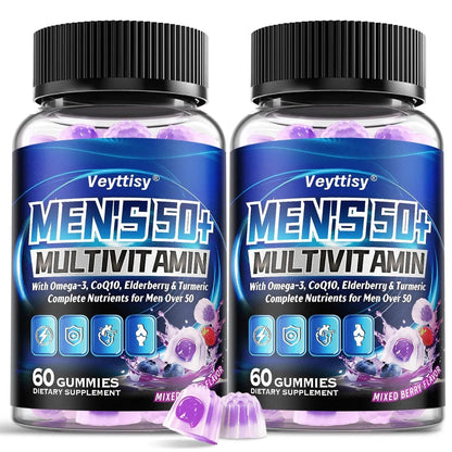 Sugar Free Multivitamin Gummies for Men 50 Plus - Methylated Multivitamin with Omega-3, CoQ10, Elderberry & Turmeric VeyttisyBuy Supplements Australia