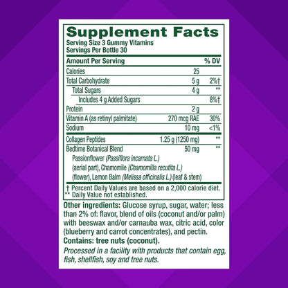 vitafusion Nighttime Skin Support (1), Beauty Supplement with Retinol (Vitamin A RAE), Collagen & Bedtime Botanicals Vitafusion